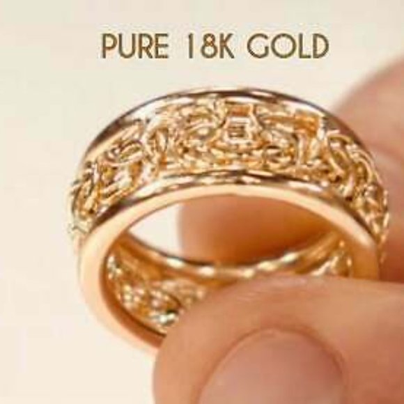 Pure 18K  Gold Byzantine Infinity Ring  *SIZE 8 - Picture 2 of 10